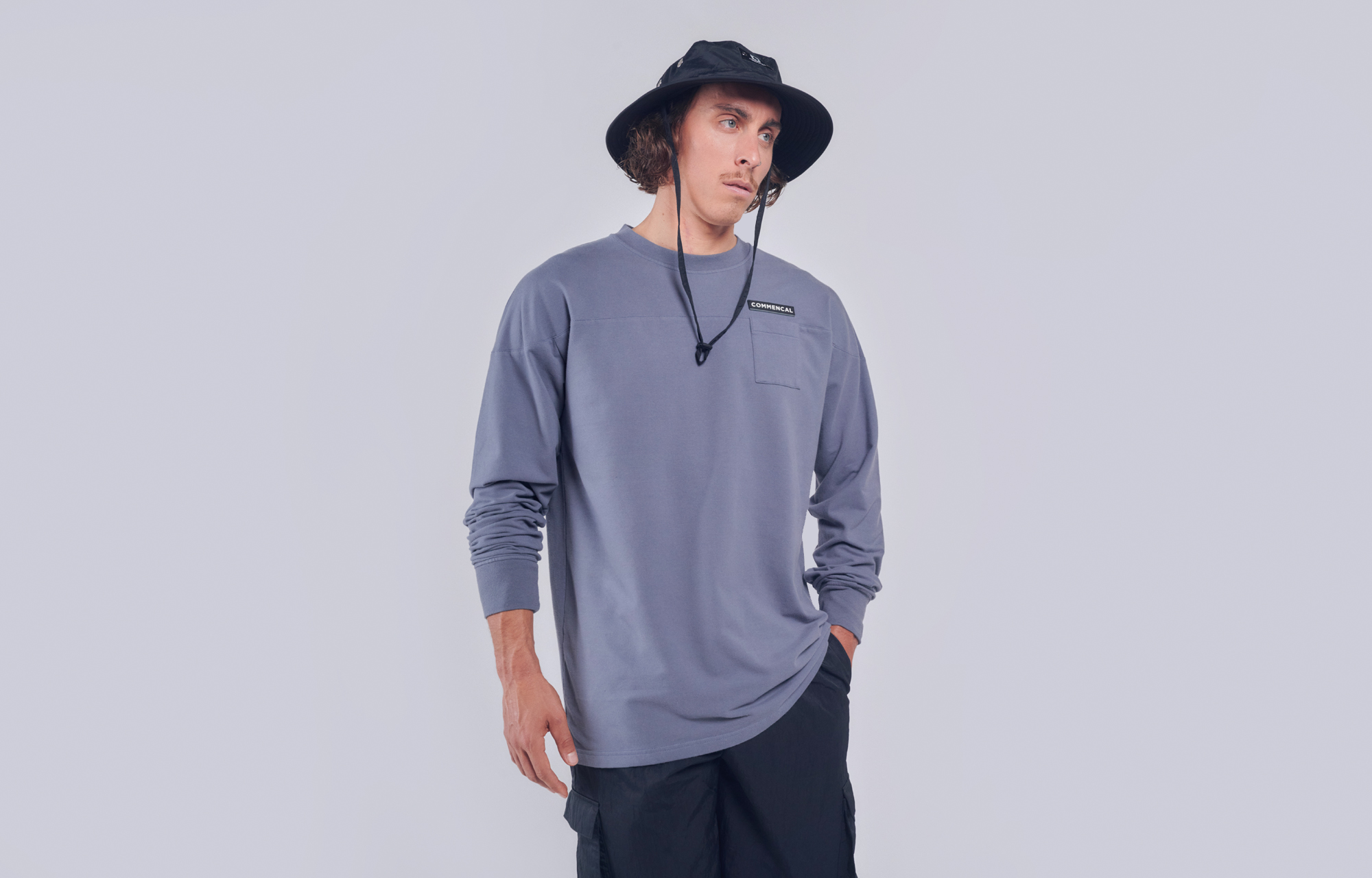 COMMENCAL LONG SLEEVE T-SHIRT MIDNIGHT GREY image number 0