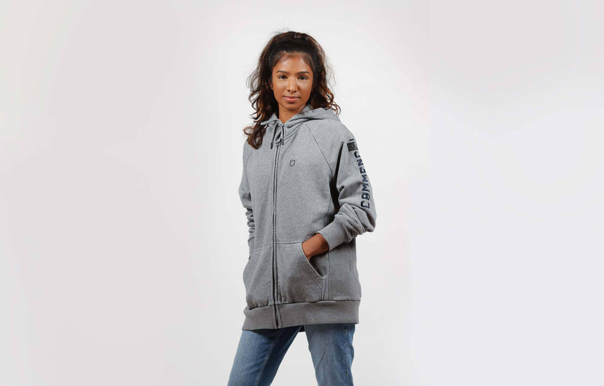 COMMENCAL ZIPPER HOODIE DARK MOLTED GREY image large number 1