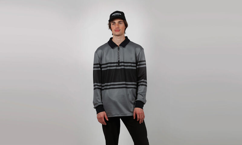 COMMENCAL LONG SLEEVE POLO SHIRT STRIPED GREEN