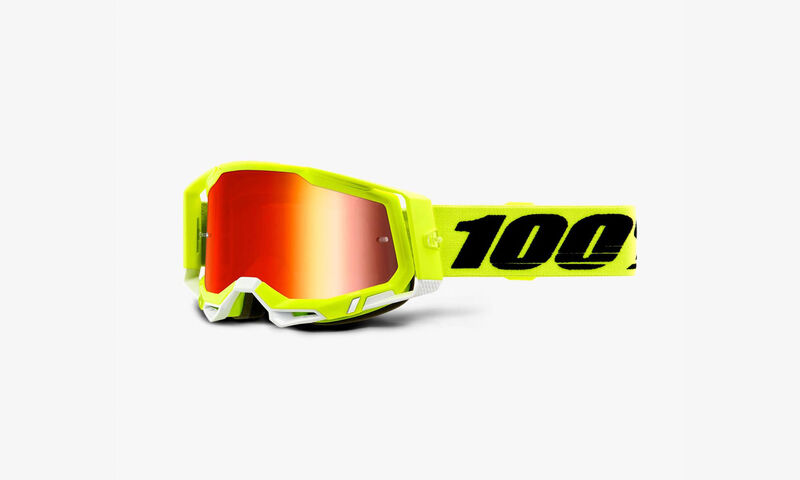 100% RACECRAFT GOGGLES YELLOW - RED MIRROR LENS