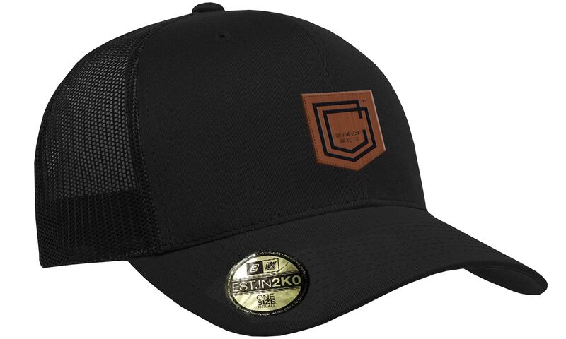 COMMENCAL SHIELD CURVED PEAK TRUCKER CAP BLACK LEATHER