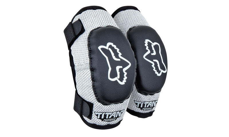 FOX KIDS PEEWEE TITAN ELBOW PADS BLACK/SILVER S/M
