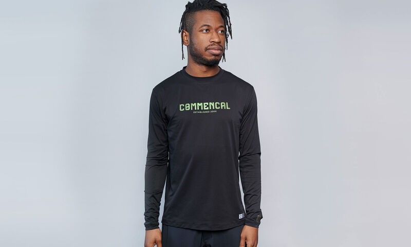 COMMENCAL CORPORATE LONG SLEEVE JERSEY BLACK AND ELECTRIC GREEN