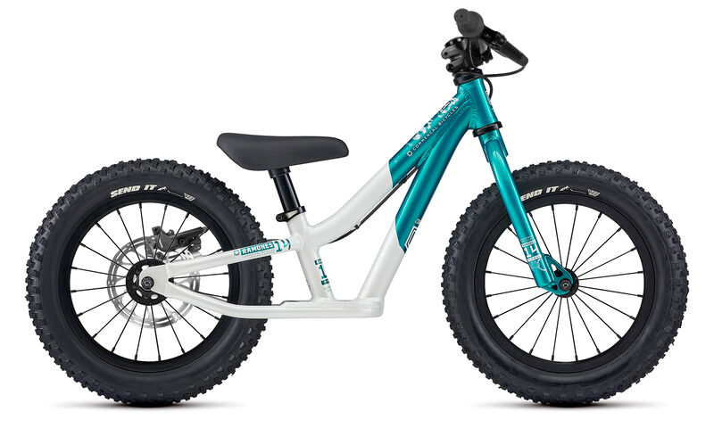 COMMENCAL RAMONES 14 PUSH BIKE WHITE & LAGOON + REAR BRAKE KIT