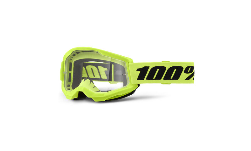100% STRATA 2 YOUTH GOGGLE NEON YELLOW - CLEAR LENS