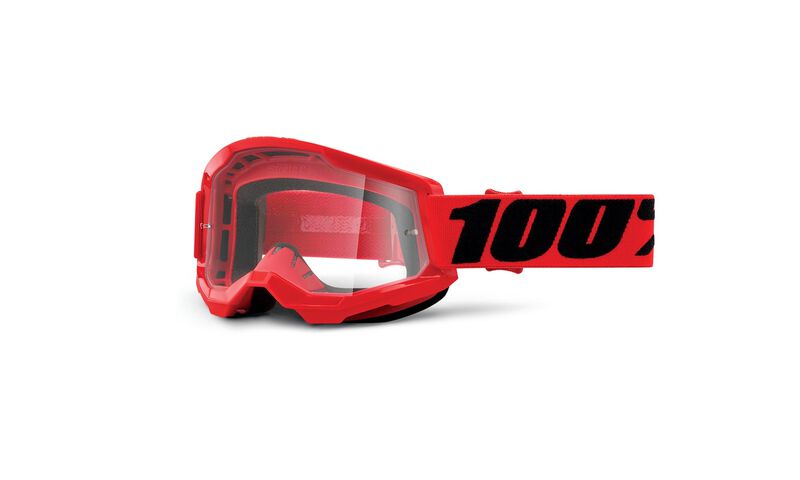 100% STRATA 2 GOGGLES RED - CLEAR LENS