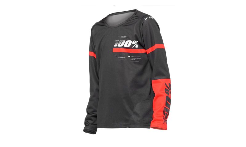MAILLOT MANCHES LONGUES 100% KIDS R-CORE BLACK/RED