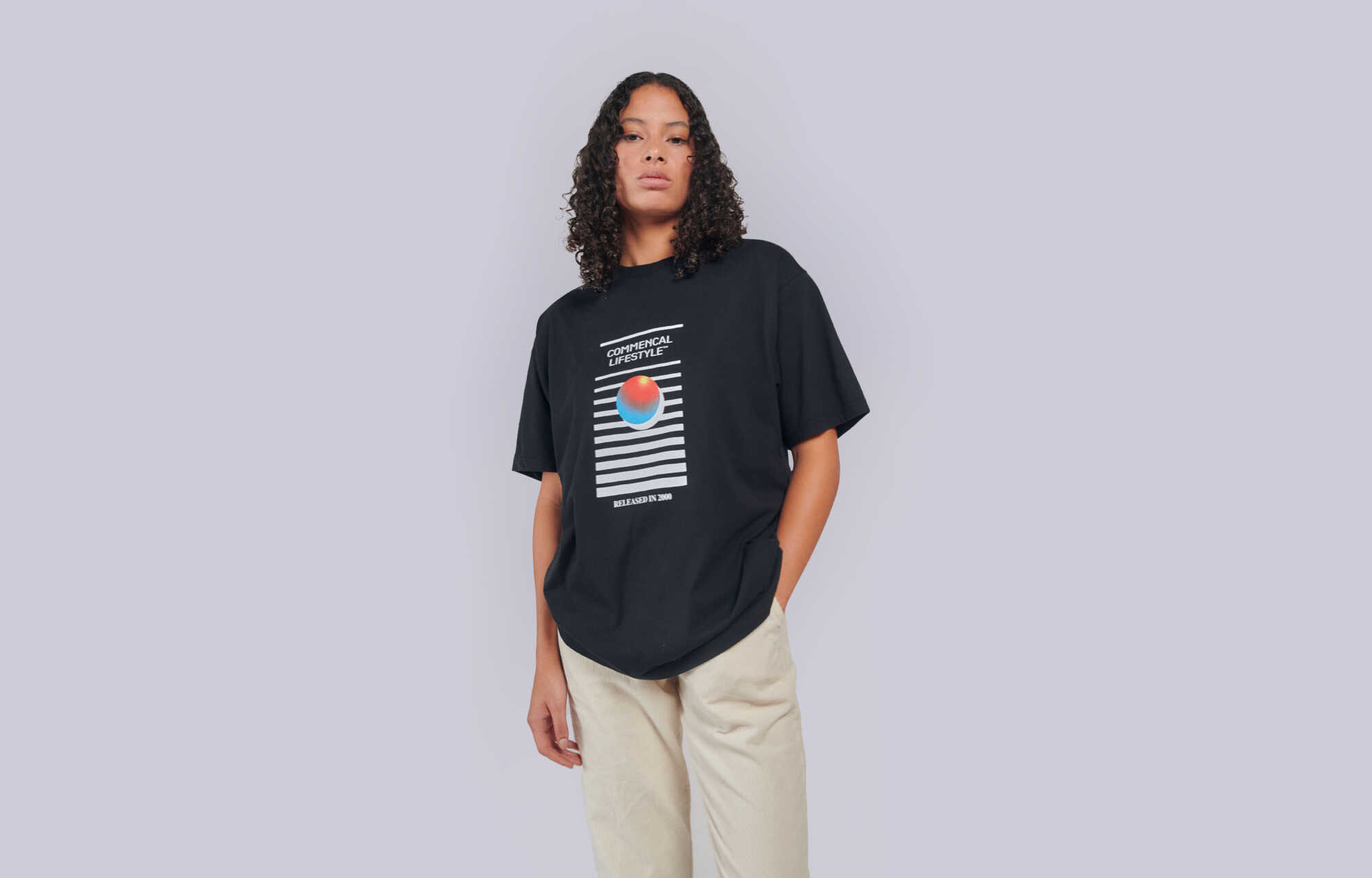 COMMENCALLOOSE FIT LIGHT T-SHIRT BLACK RECORDS image large number 1