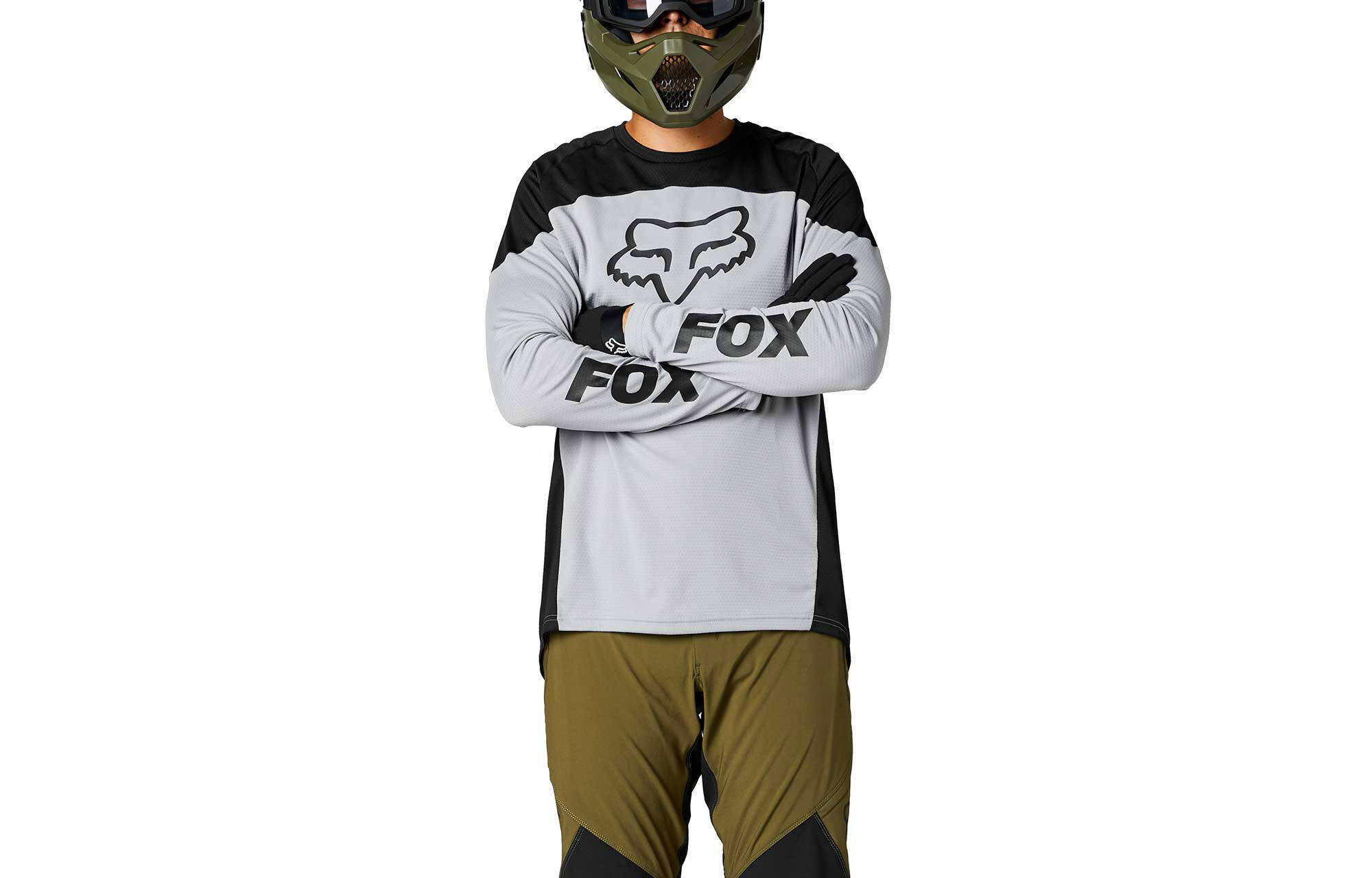 MAILLOT MANGAS LARGAS FOX DEFEND STEEL GREY image large number 2