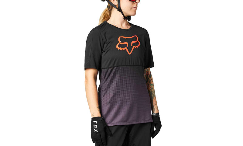 MAILLOT MANCHES COURTES FOX WOMEN FLEXAIR BLACK/PURPLE