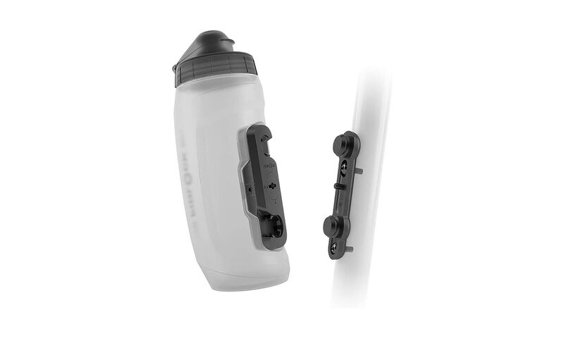FIDLOCK TWIST BOTTLE 590ML TRANSPARENT WHITE WITH BIKE BASE