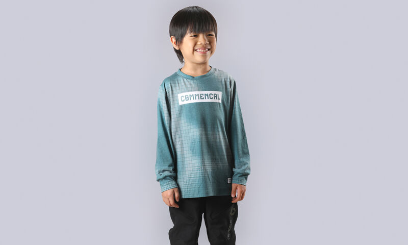 COMMENCAL KIDS SOFTECH LONG SLEEVE JERSEY CAMO GRID GREEN