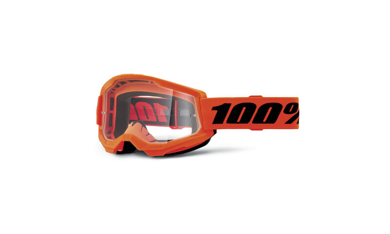 STRATA 2 GOGGLES 100% NEON ORANGE - CLEAR LENS