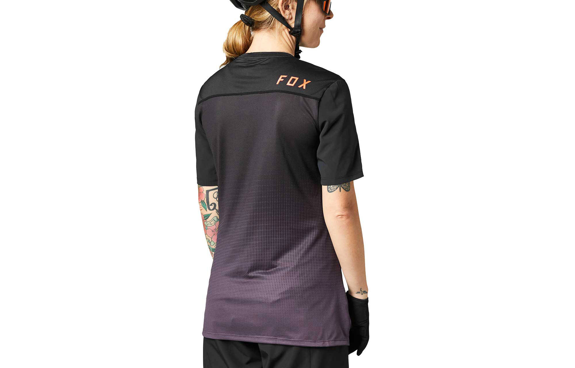 MAGLIA A MANICHE CORTE FOX WOMEN FLEXAIR BLACK/PURPLE image large number 1
