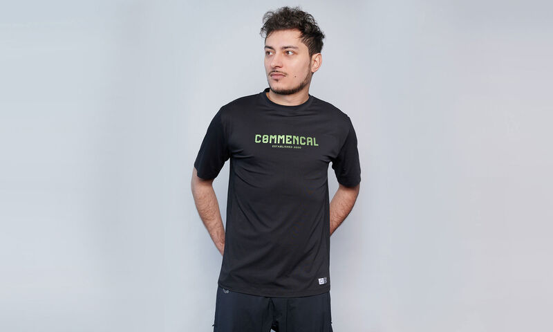 COMMENCAL CORPORATE SHORT SLEEVE JERSEY BLACK AND ELECTRIC GREEN