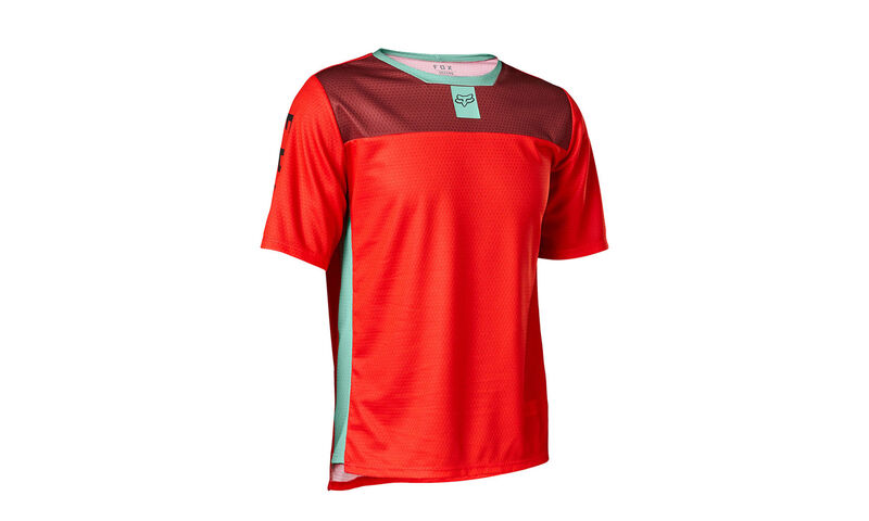 MAILLOT MANCHES COURTES FOX KIDS DEFEND FLUO RED