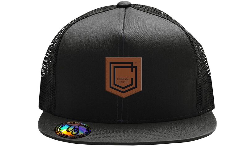 COMMENCAL SHIELD FLAT PEAK CAP BLACK LEATHER