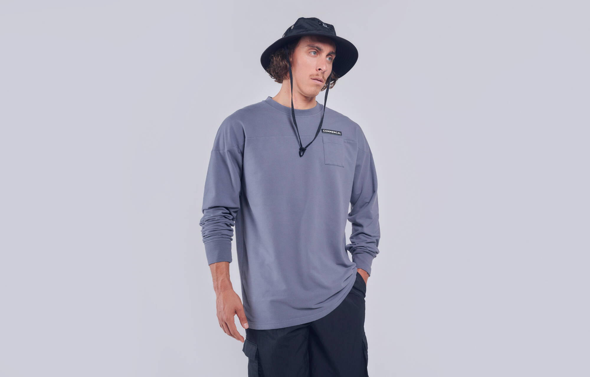 T-SHIRT COMMENCAL MANICHE LUNGHE MIDNIGHT GREY image cover number 0