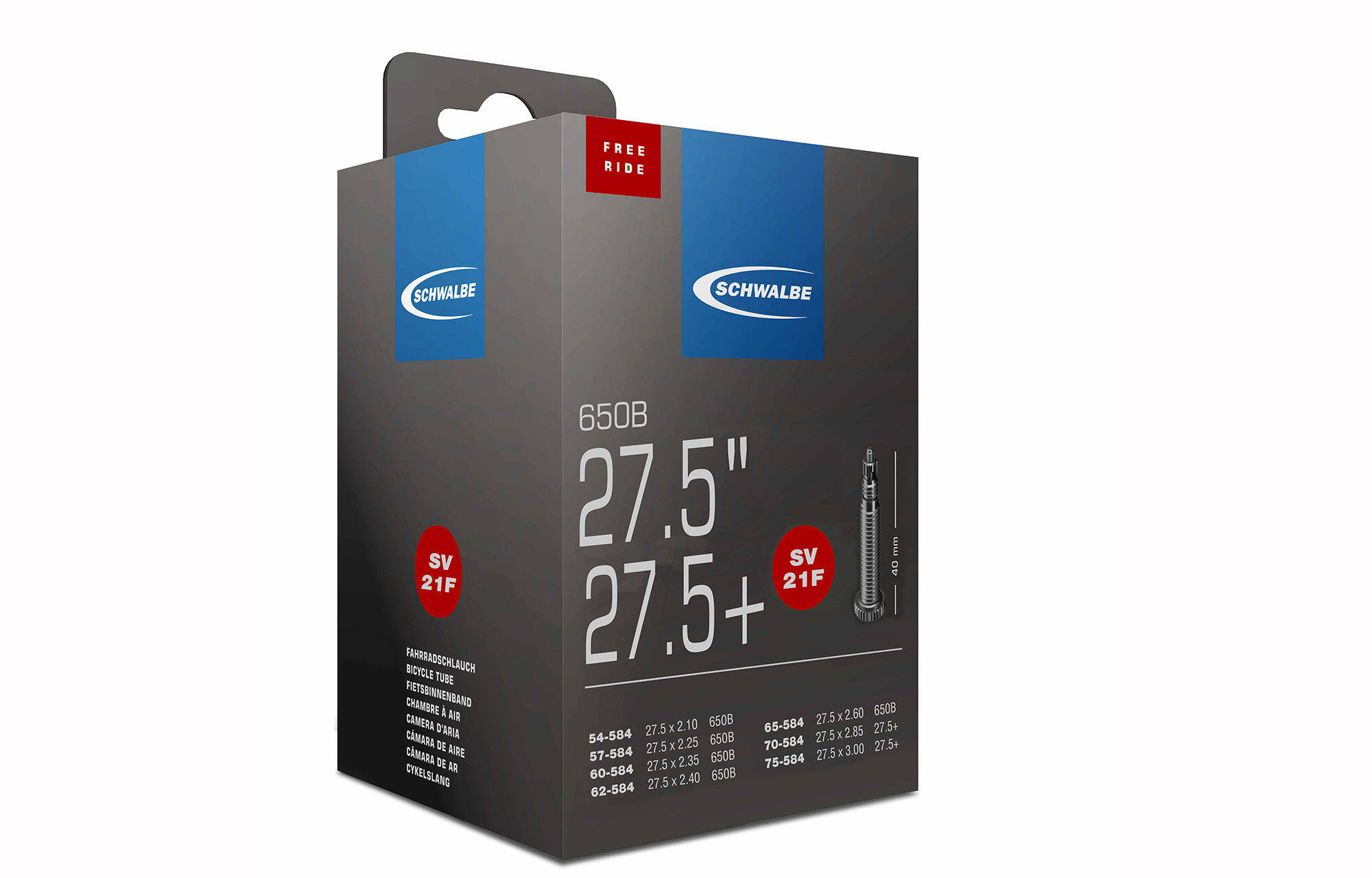 SCHWALBE SV 21F 27.5 X 2.1/3.0 FREERIDE PRESTA TUBE image cover number 0