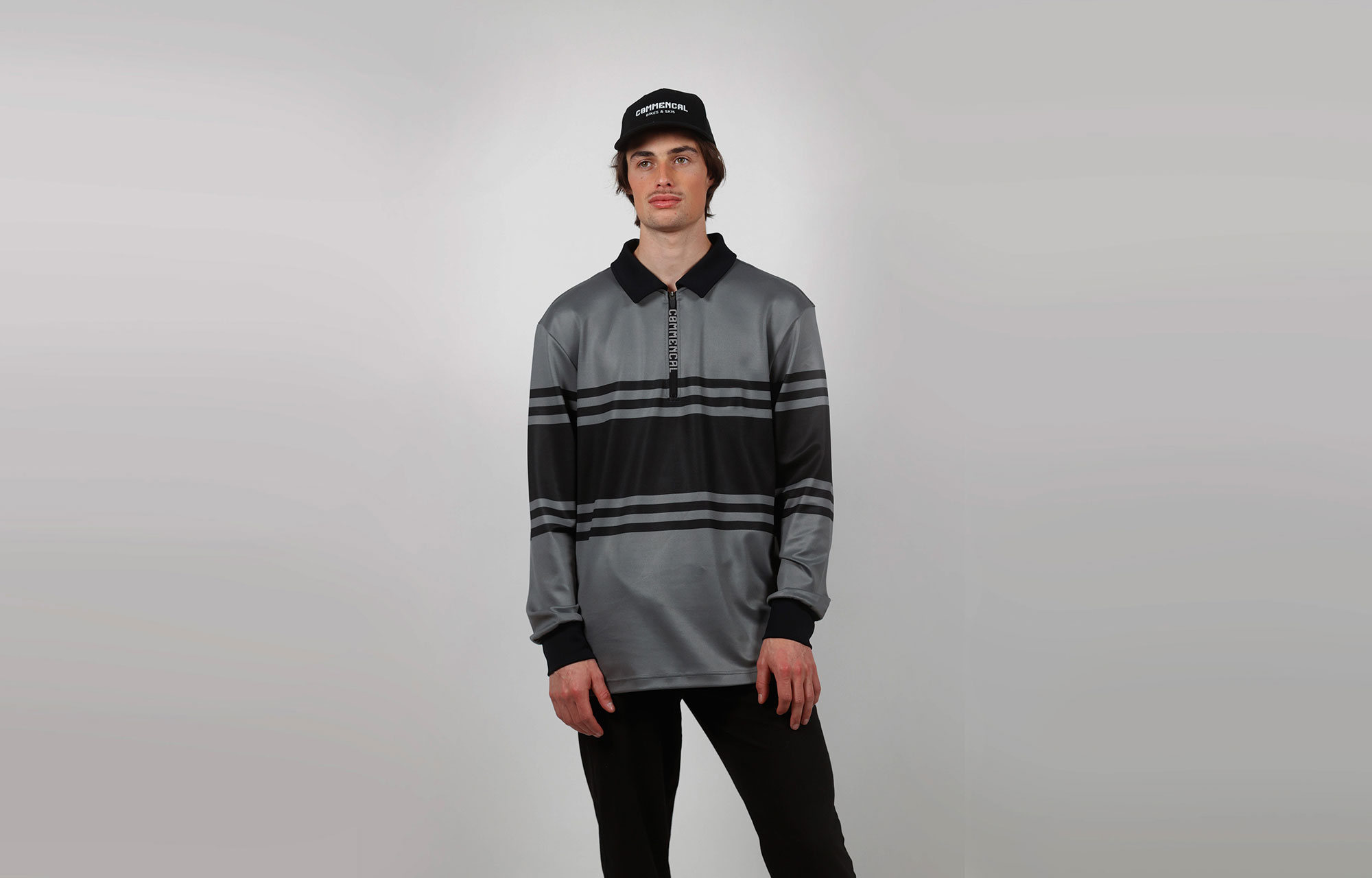 COMMENCAL LONG SLEEVE POLO SHIRT STRIPED GREEN image number 0