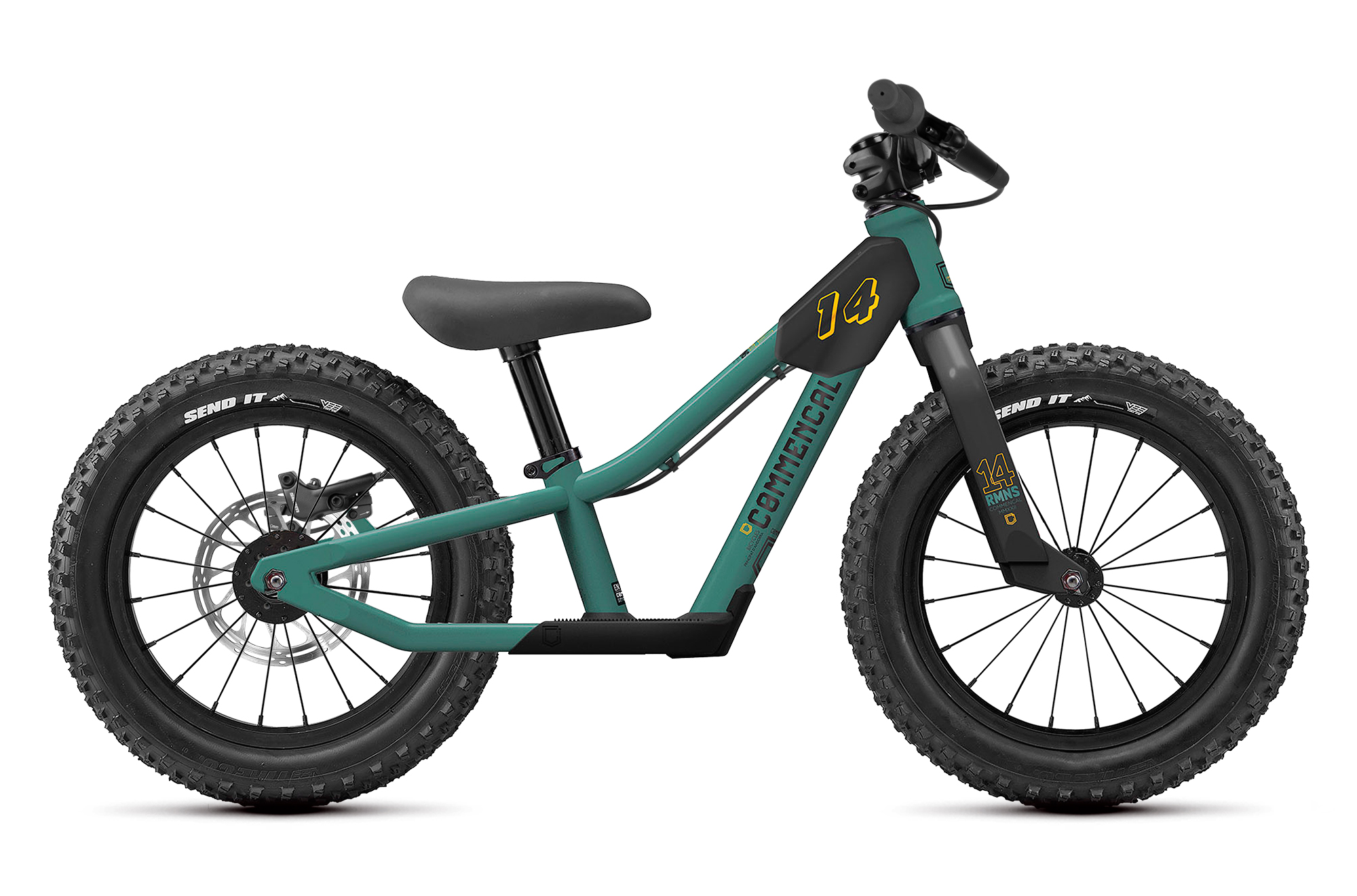 COMMENCAL RAMONES 14 PUSH BIKE GREEN + REAR BRAKE KIT image number null