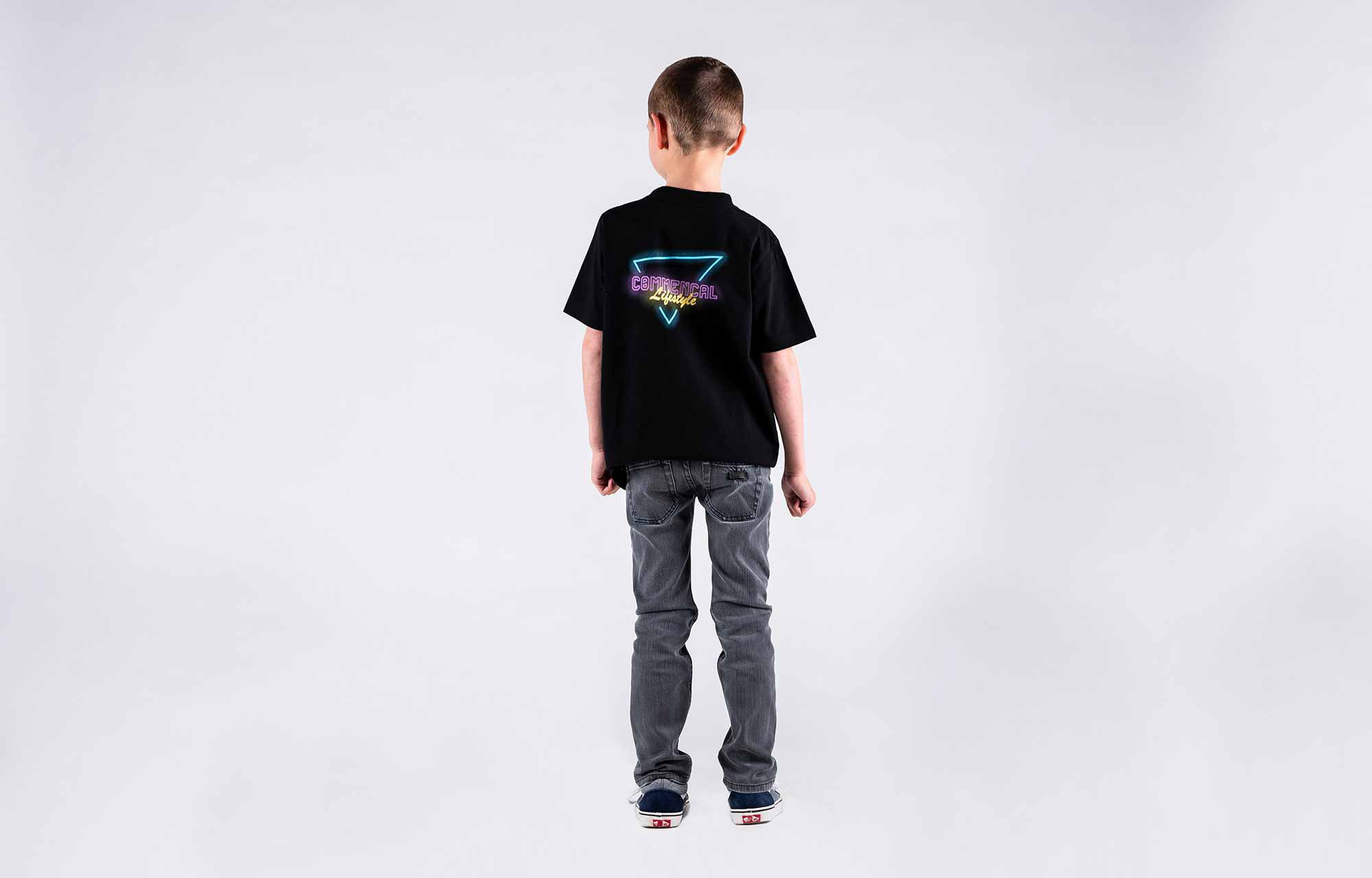 CAMISETA MANGA CORTA COMMENCAL KIDS NEON TRIANGLE BLACK image number 0