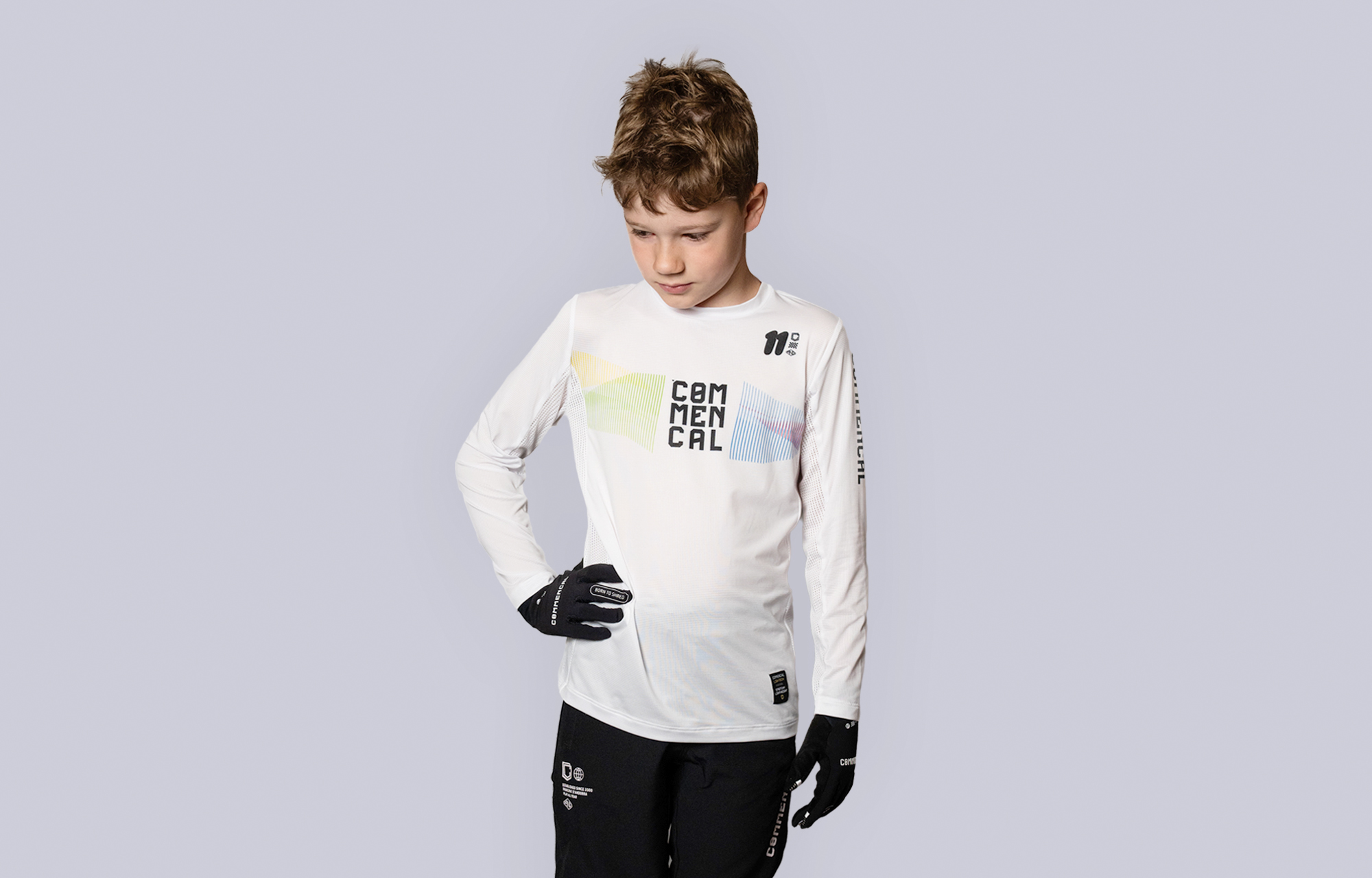 MAILLOT COMMENCAL LIGHTECH MANGA LARGA KIDS VALI H&Ouml;LL WHITE image large number 0