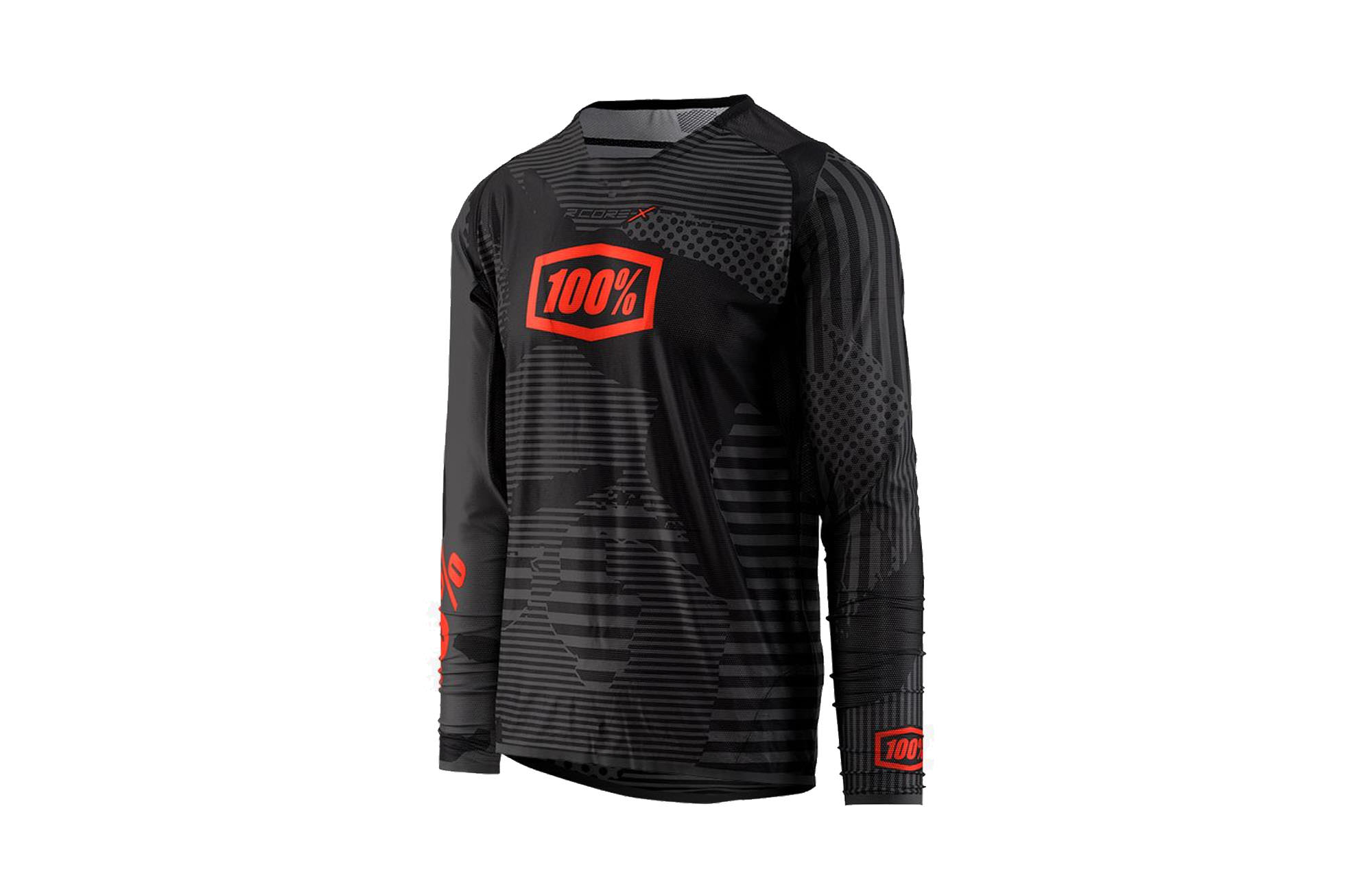 100% R-CORE-X DH LONG SLEEVE JERSEY BLACK CAMO image number 0