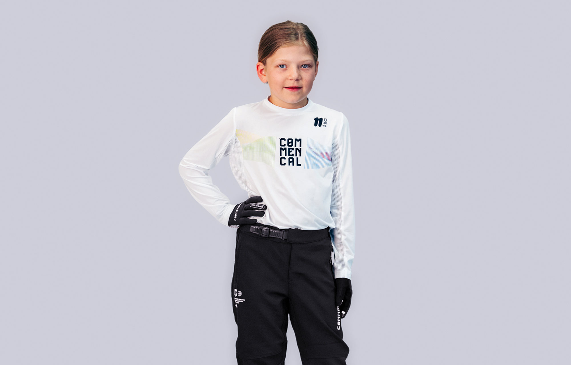 MAILLOT COMMENCAL LIGHTECH MANGA LARGA KIDS VALI H&Ouml;LL WHITE image large number 1