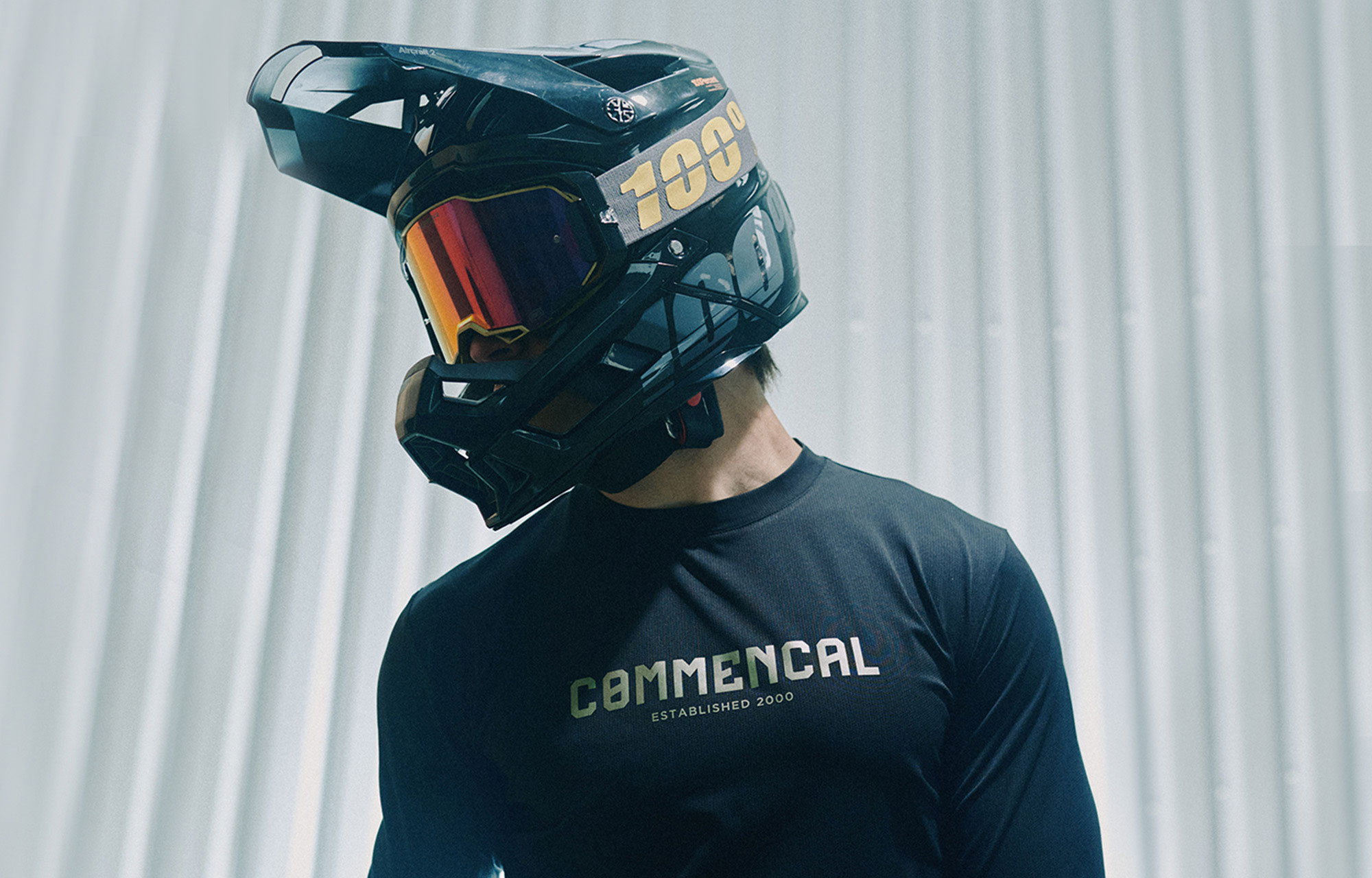 COMMENCAL CORPORATE LONG SLEEVE JERSEY BLACK AND ELECTRIC GREEN image number 1