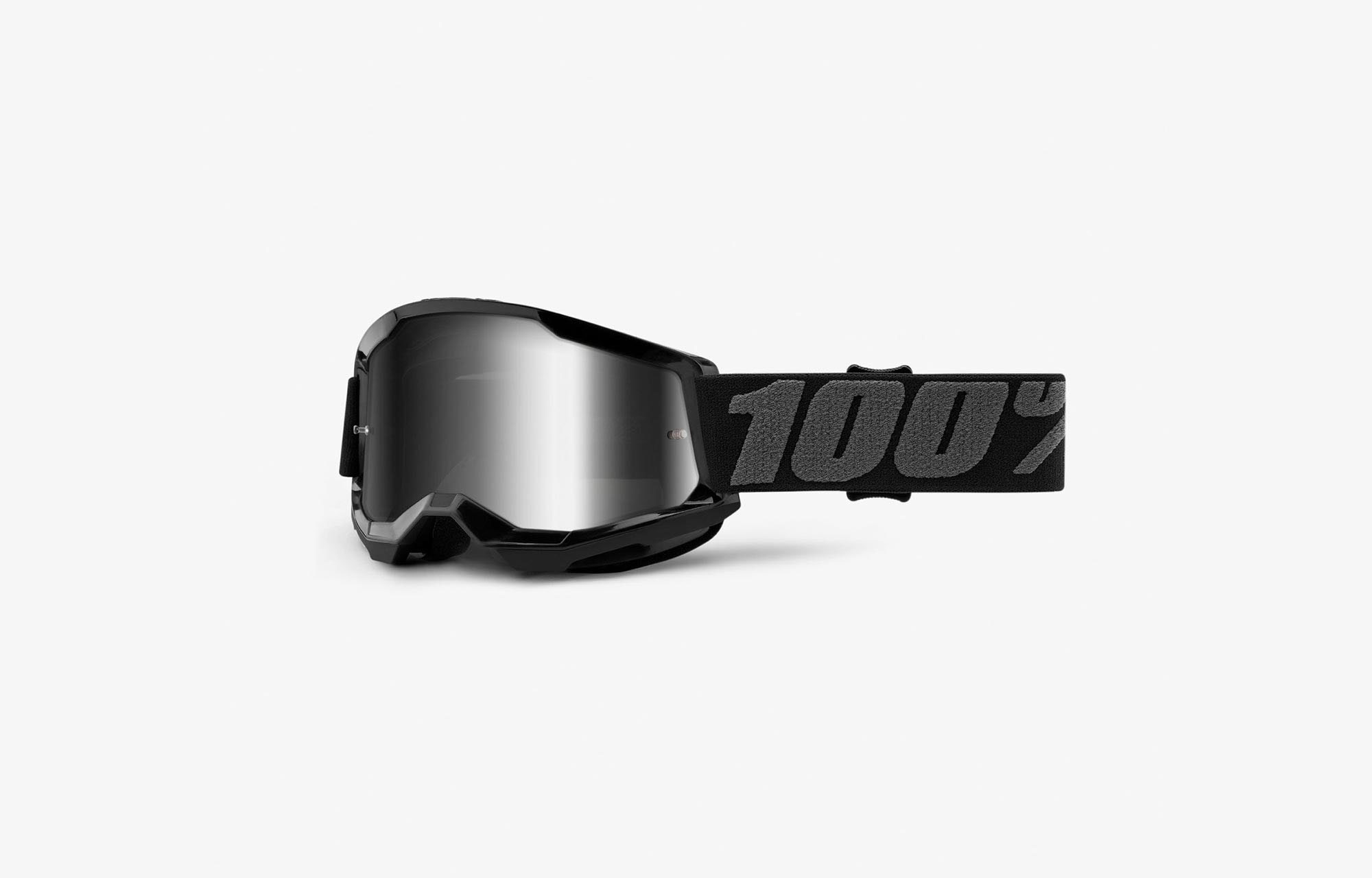 100% STRATA YOUTH GOGGLES BLACK -  SILVER MIRROR LENS image number 0