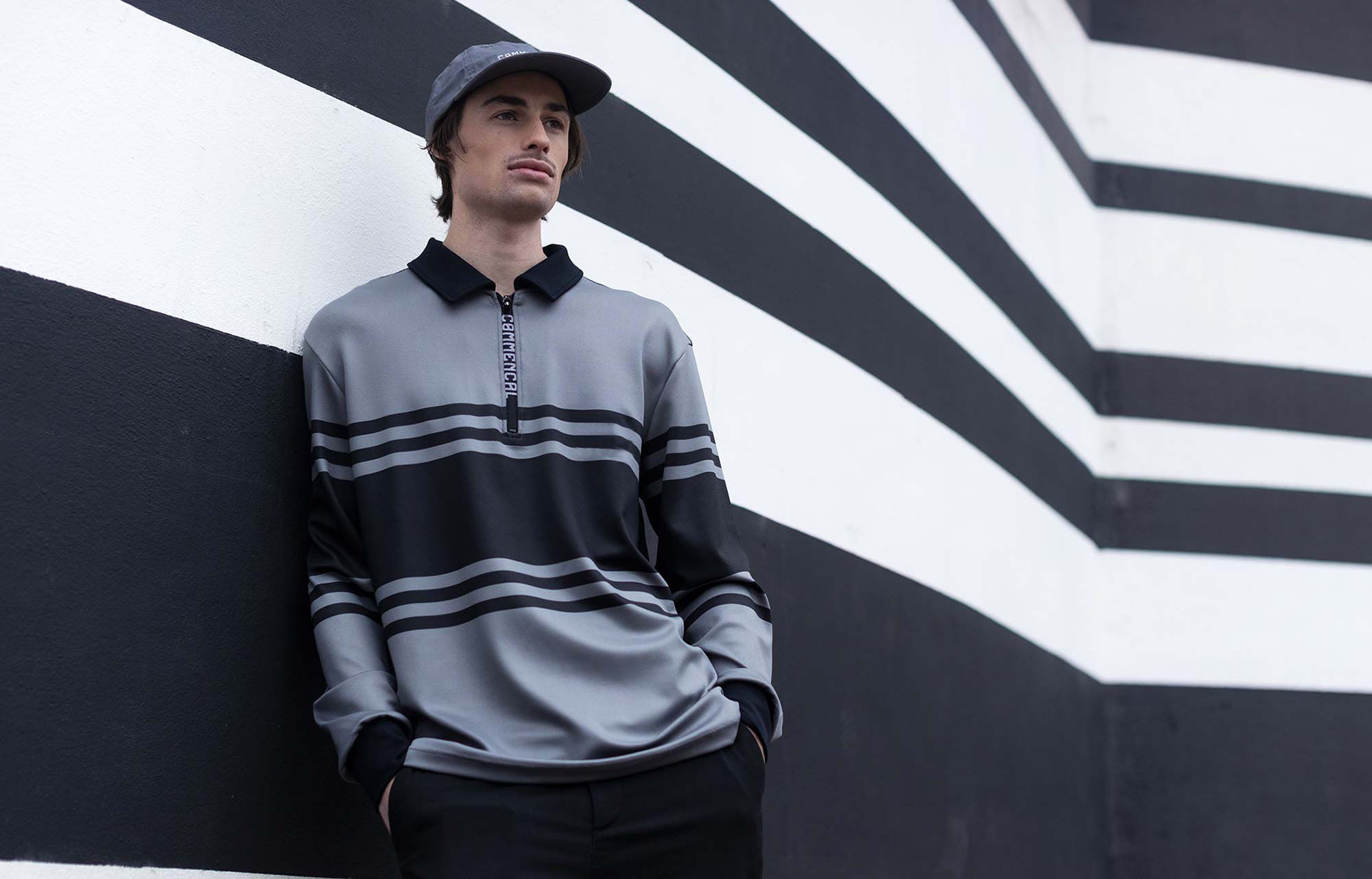 COMMENCAL LONG SLEEVE POLO SHIRT STRIPED GREEN image number 2