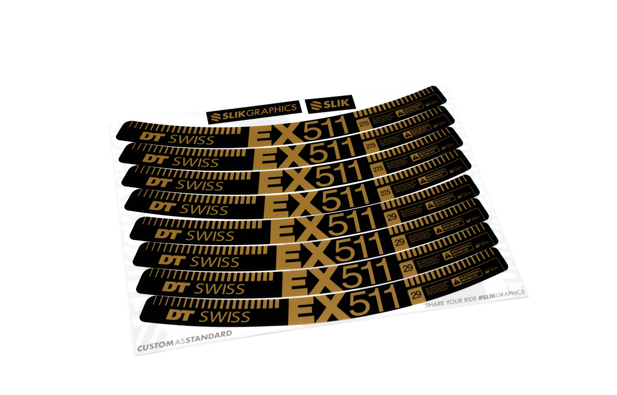 KIT DE STICKERS CUSTOM POUR JANTES EX 511 GOLD MATT 27.5 / 29" image number null