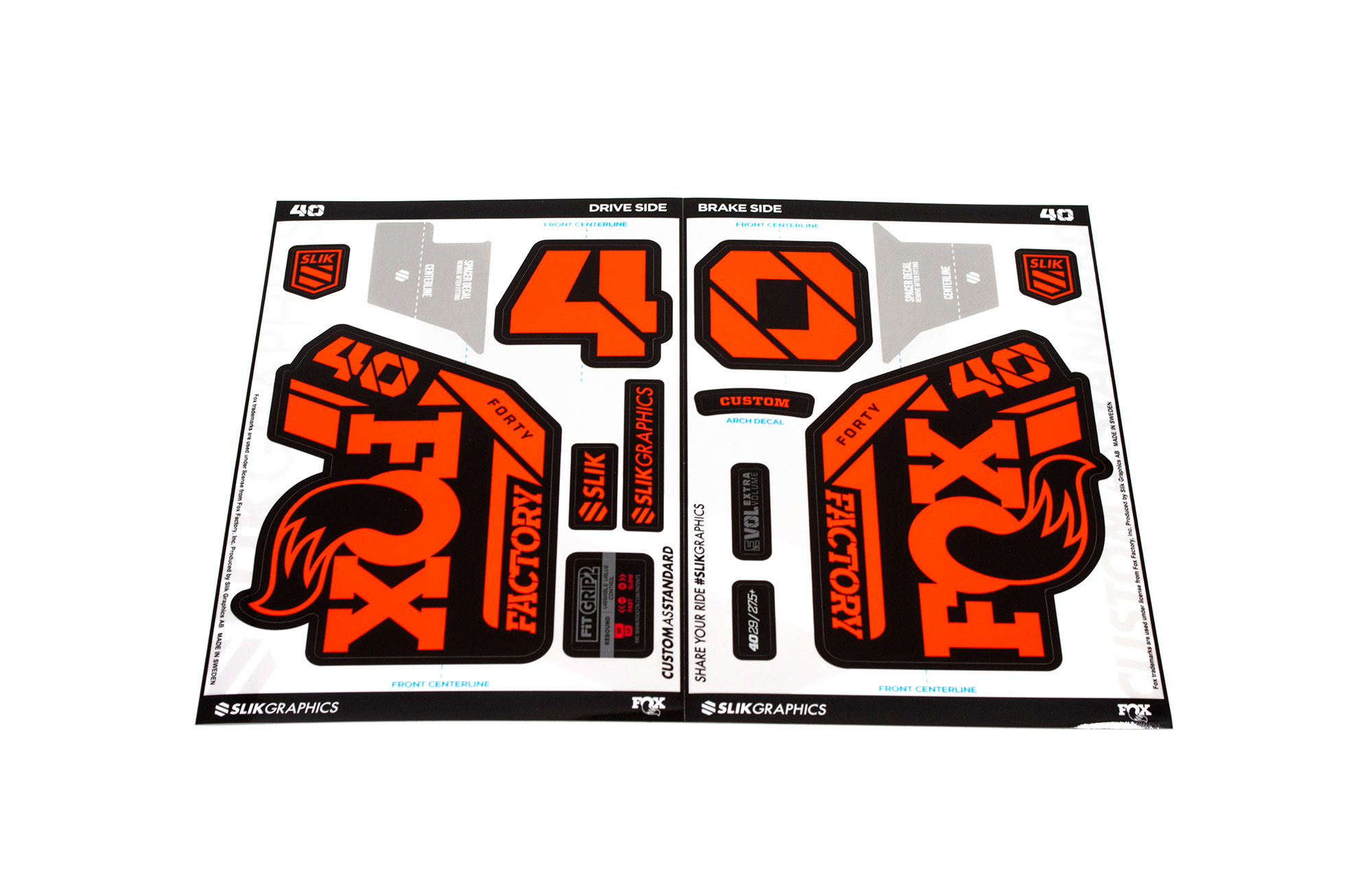 KIT DE ADHESIVOS PARA HORQUILLA FOX 40 FACTORY BLACK / ORANGE GLOSS image number null