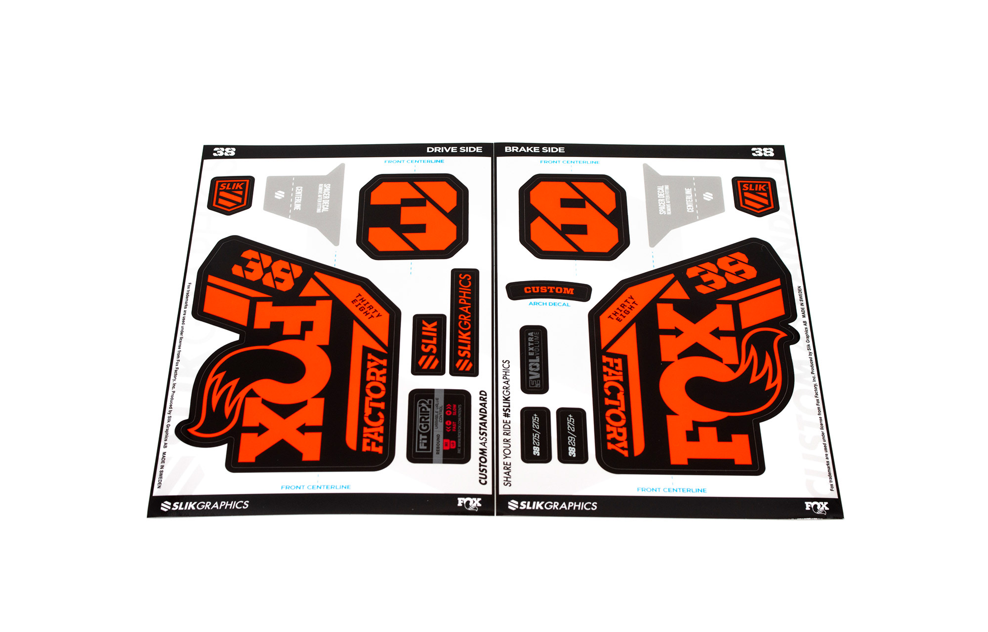 Kit D'autocollants De Rechange Pour Fourche Fox 38 2021 Performance Series - Finition Mate, Vinyle Durable