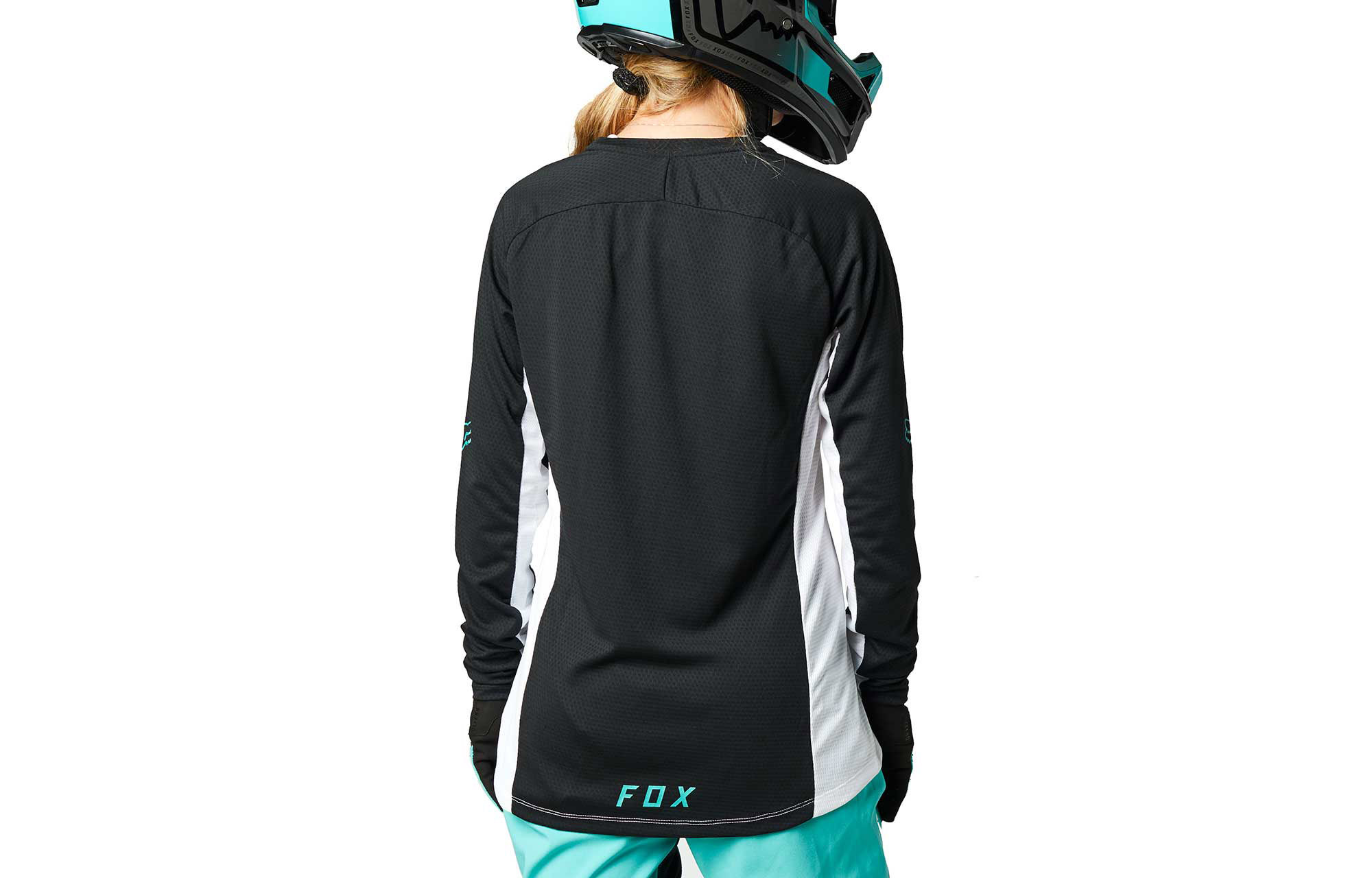 FOX WOMEN DEFEND LONG SLEEVE JERSEY BLACK/WHITE image number 2