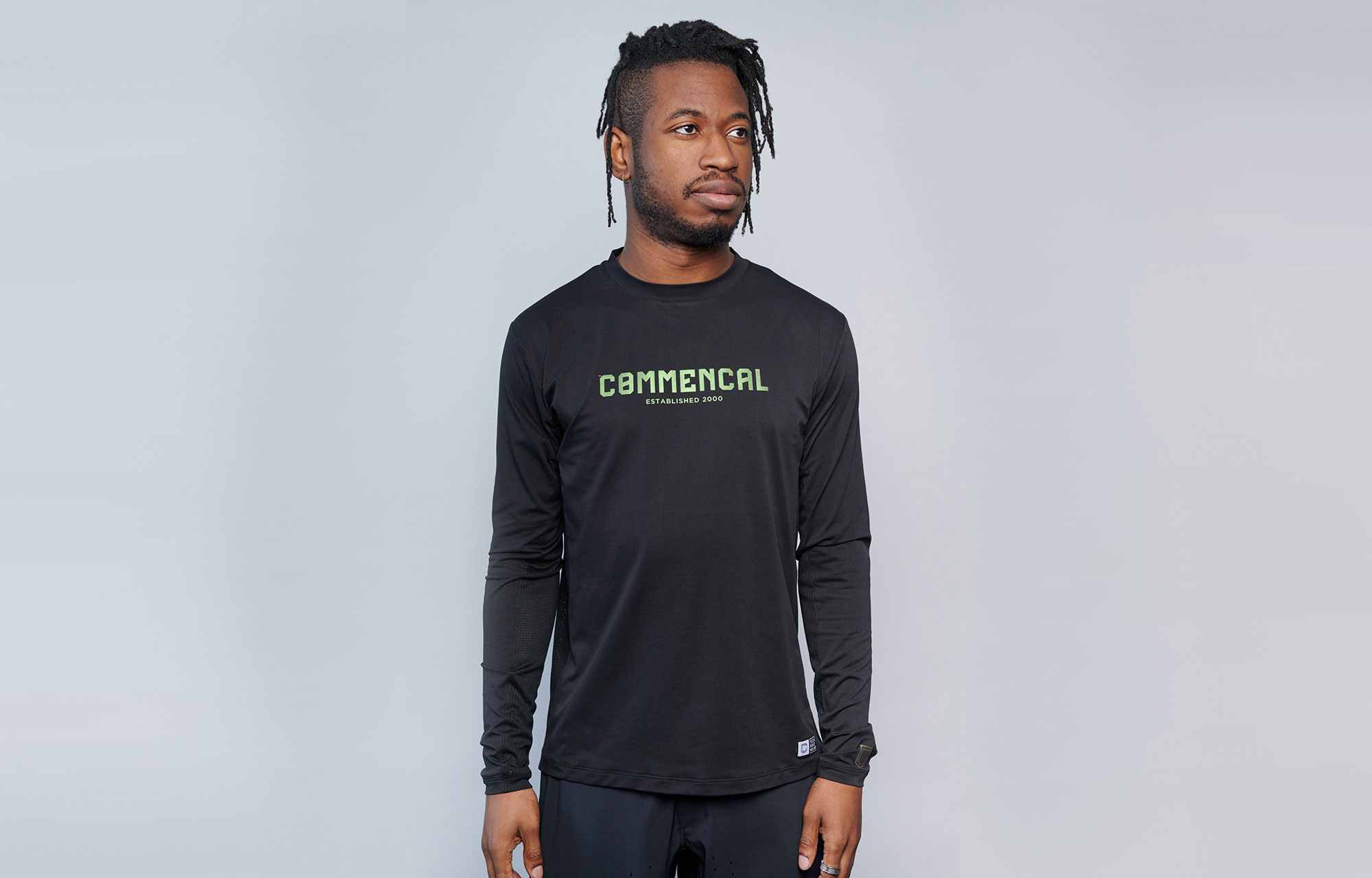 COMMENCAL CORPORATE LONG SLEEVE JERSEY BLACK AND ELECTRIC GREEN image number null