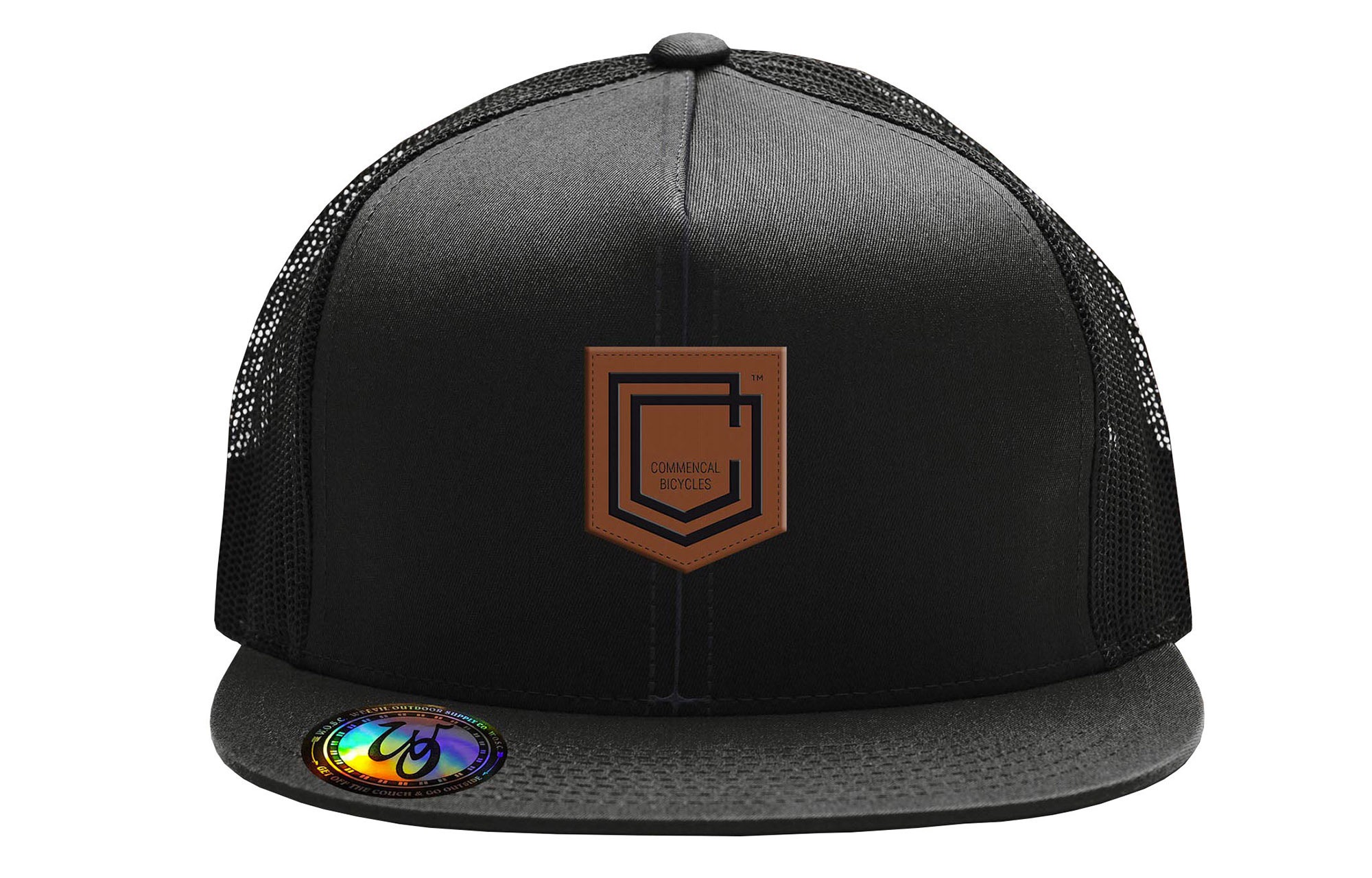 COMMENCAL SHIELD FLAT PEAK CAP BLACK LEATHER